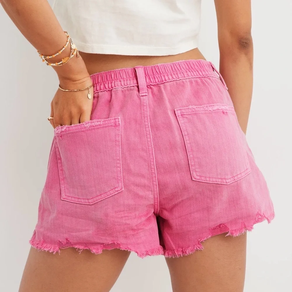 Aerie Daydream Denim Shorts Pink Best Buds cut off size xs - Picture 2 of 7